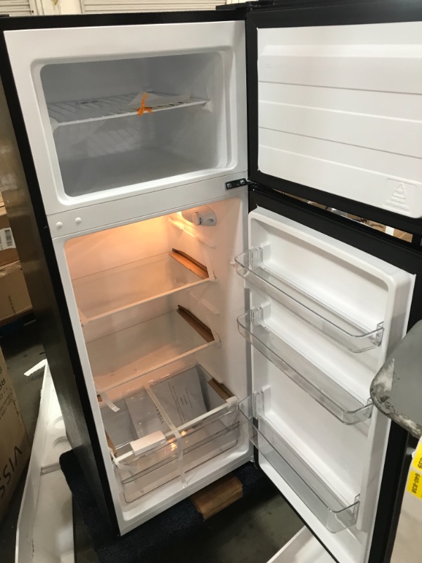 Photo 3 of 7.1 cu. ft. Top Freezer Refrigerator in Stainless Steel Look POWERED ON