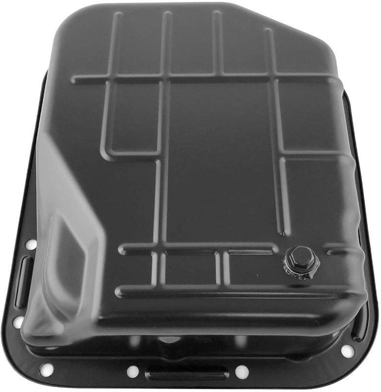 Photo 1 of Beasteel Steel Transmission Oil Pan with Drain Plug Fits 98-04 Grand Cherokee 98-03 Dodge Dakota Durango Replace 103365 52118779AD 52118779AC 52118779AB 265839
