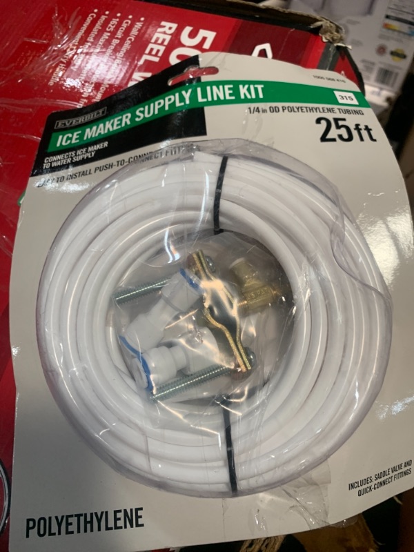 Photo 2 of 1/4 in. x 25 ft. Push-to-Connect Brass Poly Ice Maker Kit Includes Saddle Valve and Fittings