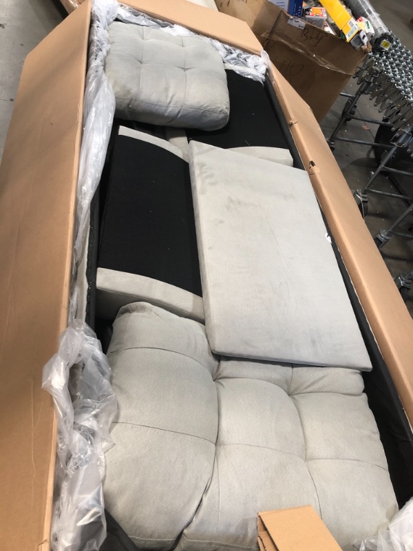 Photo 2 of 3 Piece Sectional Sofa Microfiber with Chaise Lounge Storage Ottoman and Cup Holders Grey
**INCOMPLETE SET**PARTS ONLY BOX 2 OF 4 ONLY**