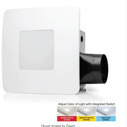 Photo 1 of 80 CFM Easy Installation Bathroom Exhaust Fan with Adjustable LED Lighting 
