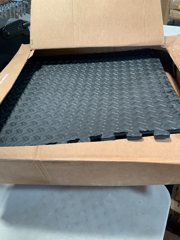 Photo 2 of  3/8 Inch Thick Multipurpose Exercise Floor Mat with EVA Foam, Interlocking Tiles, Anti-Fatigue for Home or Gym, 24 in x 24 in
