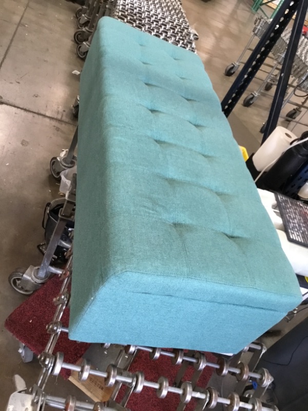 Photo 2 of Mission Dark Teal Storage Ottoman Bench
