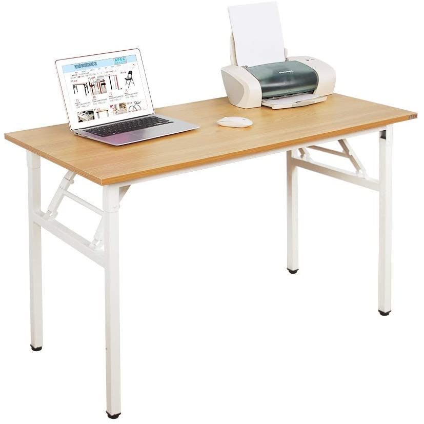 Photo 1 of 47 inches Computer Desk Office Desk Folding Table with BIFMA Certification Computer Table Workstation,Teak White 
