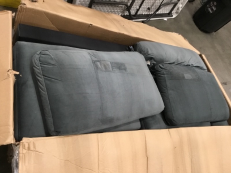 Photo 2 of ***BOX 2/2*** Divano Roma Furniture Modern Large Velvet Fabric Sectional Sofa, L-Shape Couch with Extra Wide Chaise Lounge (Grey)
