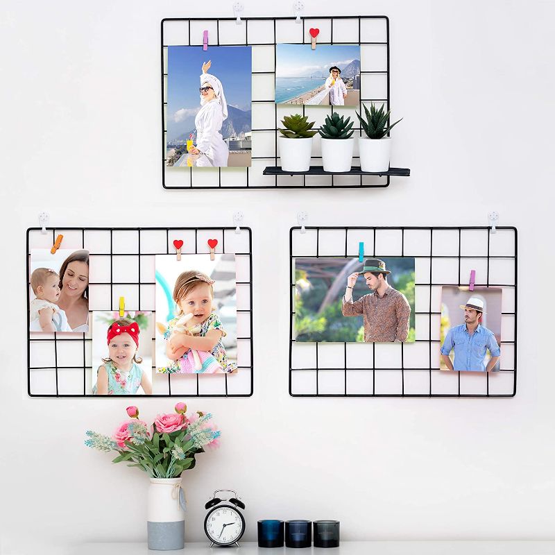 Photo 1 of 3 Pack Wire Wall Grid Panel | Photos & Pictures Display Grid Wall Panels | Black, Magnetic & Metal Grid | Wall Grid Organizer | Photo Grid | Grid Wire Board | Hanging Home, Office & Kitchen Decor

