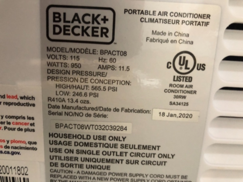 Photo 1 of BLACK+DECKER™ 8,000 BTU Portable Air Conditioner