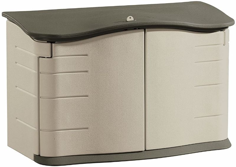 Photo 1 of Rubbermaid Horizontal Outdoor Storage Shed, Olive/ Sandstone