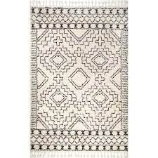 Photo 1 of Vasiliki Moroccan Tassel Shag Off-White 7'10 ft. Square Rug 
