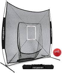 Photo 1 of PowerNet DLX Combo 6 Piece Set for Baseball Softball 7x7 Practice Net Bundle w/Strike Zone, Ball Caddy + 3 Weighted Training Balls