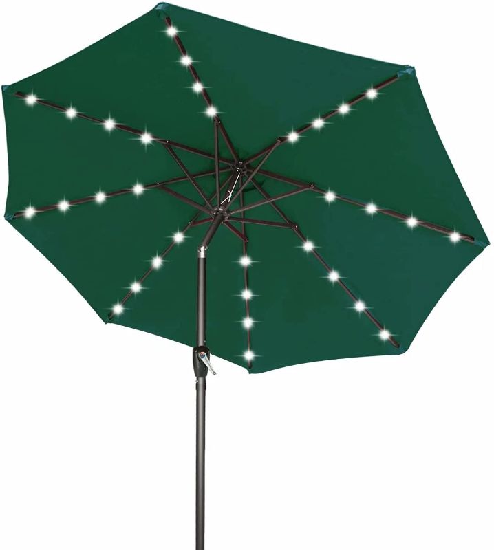 Photo 1 of ABCCANOPY 9FT Patio Umbrella Ourdoor Solar Umbrella LED Umbrellas with 32LED Lights, Tilt and Crank Table Umbrellas for Garden, Deck, Backyard and Pool,12+Colors,(Forest Green)
