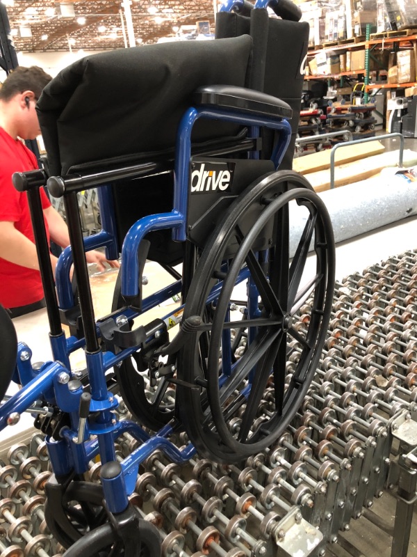 Photo 2 of Drive Medical Blue Streak Wheelchair with Flip Back Desk Arms, Elevating Leg Rests, 18 inch Seat