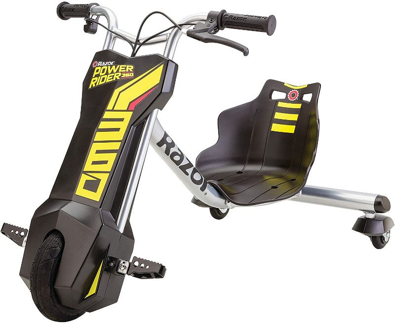 Photo 1 of Razor Power Rider 360 Electric Tricycle Black, Yellow, 12 Volt
