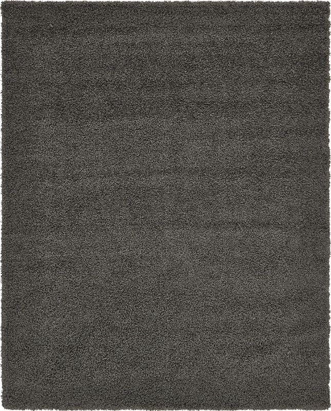 Photo 1 of Unique Loom Solo Solid Shag Collection Modern Plush Area Rug, 8 x 10 Feet, Graphite Gray
