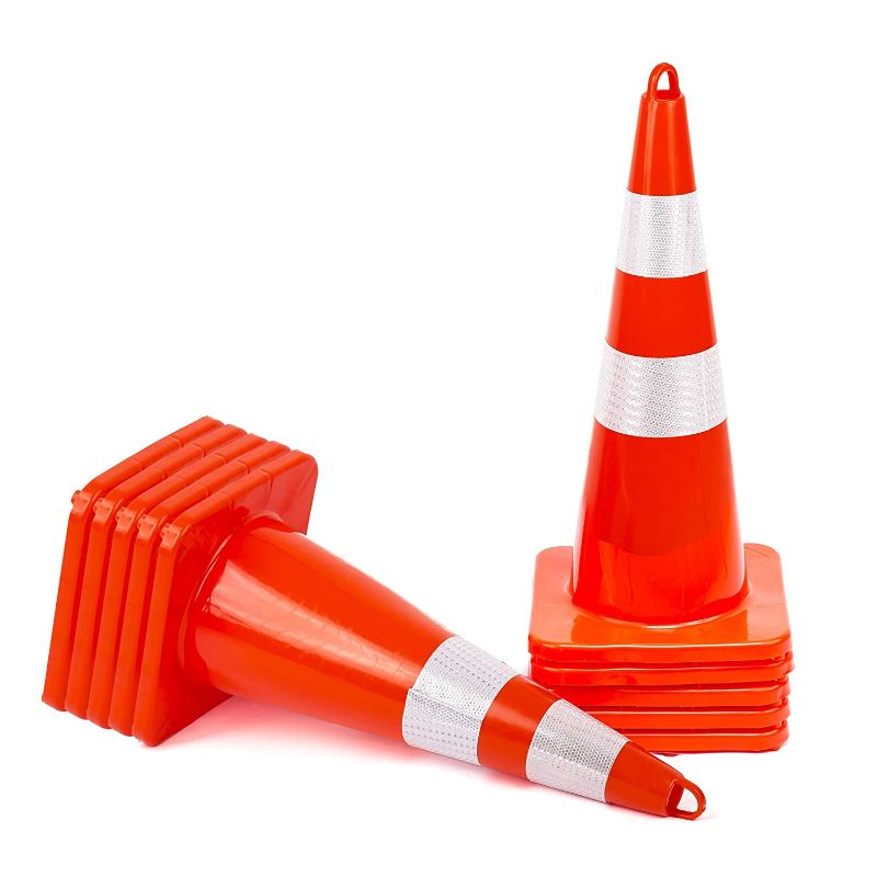 Photo 1 of 24in tall  Battife 10 Pack Traffic Safety Cones 28'' inches with Reflective Collars, Unbreakable PVC Orange Construction Cone for Traffic Control, Driveway Road Parking
