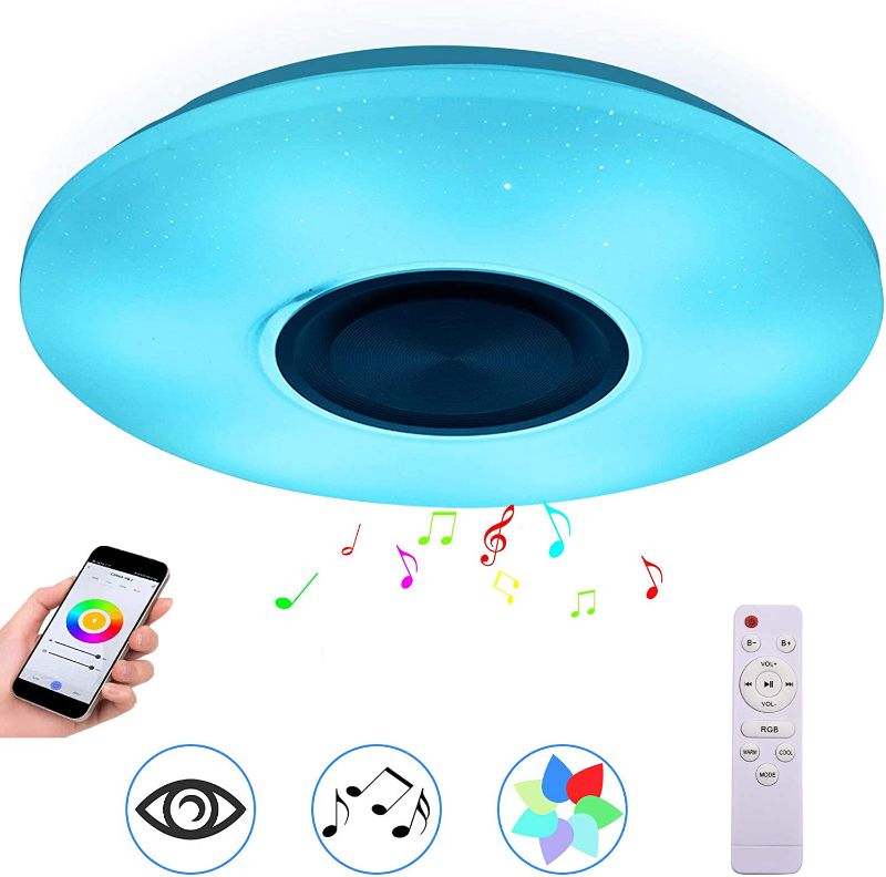 Photo 1 of 36W Starlight Music LED Ceiling Light,Starry Sky Ceiling Light LED with Bluetooth Speaker,Smart Phone APP Remote Control,Dimmable 3300-6500K RGB Light Fixtures Ceiling Flush Mount,Smart Ceiling Light