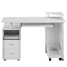 Photo 1 of 47.2 in. W Rectangle White MDF 2-Drawer Computer Desk with Movable CPU Holder
