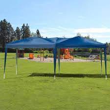 Photo 1 of 10 ft. x 20 ft. Blue Outdoor Gazebo Canopy Tent Pop Up Portable Shade with Carry Bag
