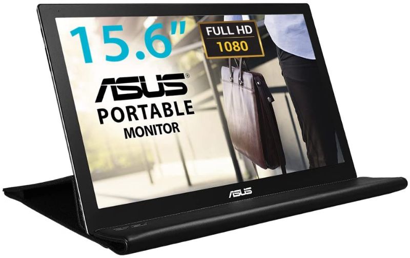 Photo 1 of ASUS 15.6" 1080P Portable Monitor (MB169B+) - Full HD, IPS, Auto-rotatable, Smart Case, Ultra-slim, Lightweight, Sleek, USB 3.0 Powered, For Laptop, PC, Phone, Console TESTED AND FUNCTIONS