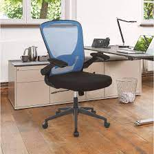 Photo 1 of Home Office Chair Ergonomic Desk Chair Mesh Computer Chair with Lumbar Support Flip-up Arms Swivel Rolling Executive Task Chair Adjustable Chair for Adults(Blue)
