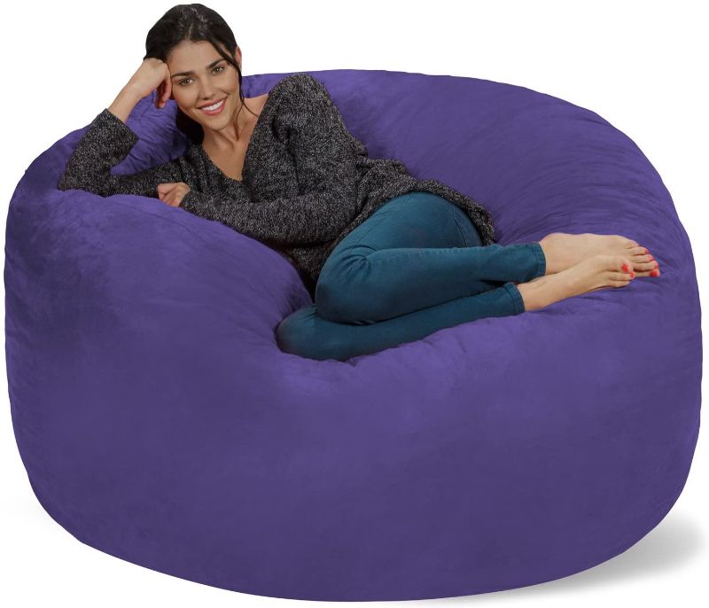 Photo 1 of Chill Sack Bean Bag Chair: Giant 5' Memory Foam Furniture Bean Bag - Big Sofa with Soft Micro Fiber Cover - Purple
