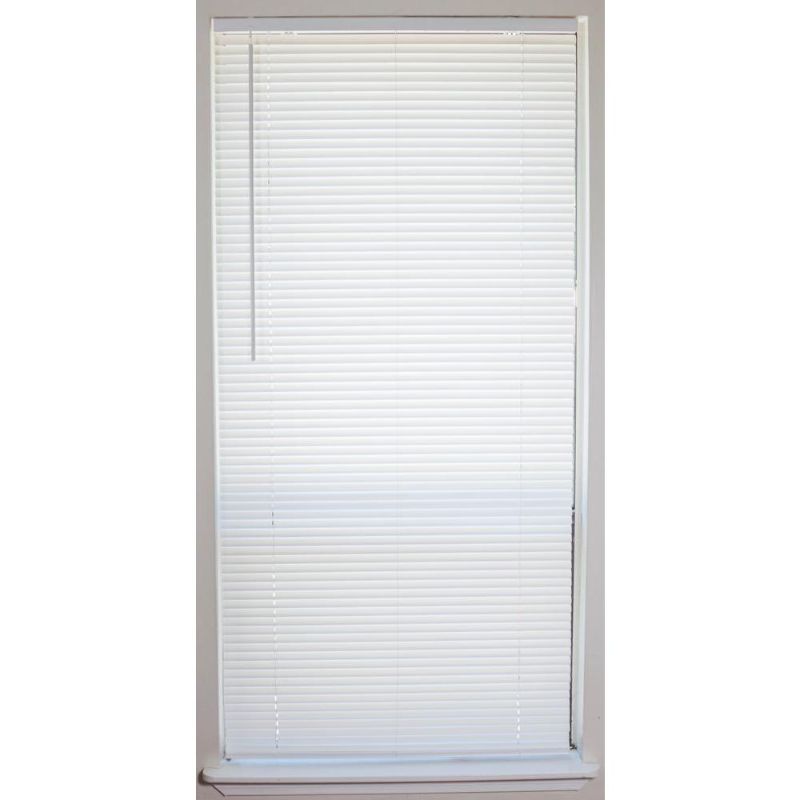 Photo 1 of Alabaster Cordless 1 in. Vinyl Mini Blind - 23 in. W x 64 in. L
