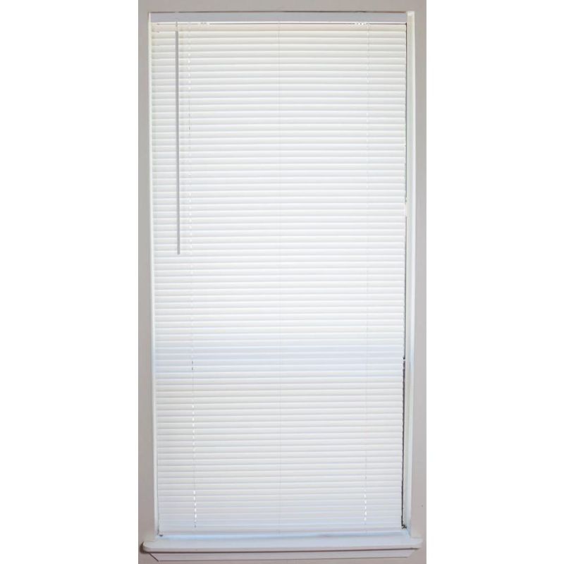 Photo 1 of *MISSING hardware*
White Cordless 1 in. Vinyl Mini Blind - 27 in. W x 64 in. L
