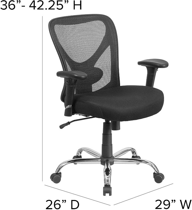 Photo 1 of Flash Furniture Big & Tall Office Chair | Adjustable Height Mesh Swivel Office Chair with Wheels
