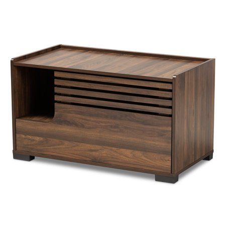 Photo 1 of *SEE last pictures for damage* 
Baxton Studio Claire Modern and Contemporary Walnut Brown Finished Cat Litter Box Cover House, 35.4 x 18.9 x 20.2 inches

