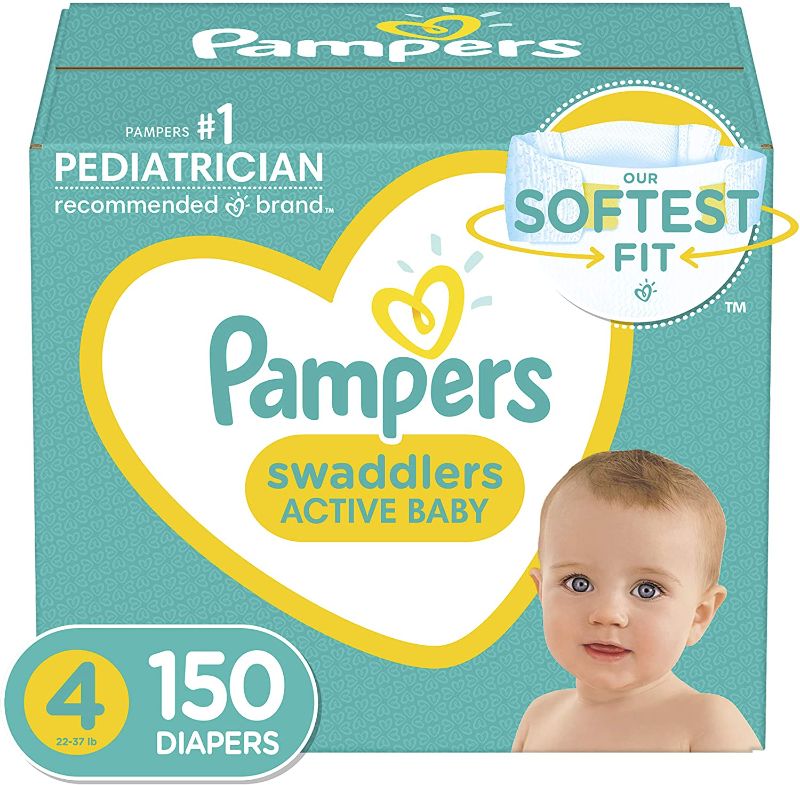 Photo 1 of Diapers Size 4, 150 Count - Pampers Swaddlers Disposable Baby Diapers
