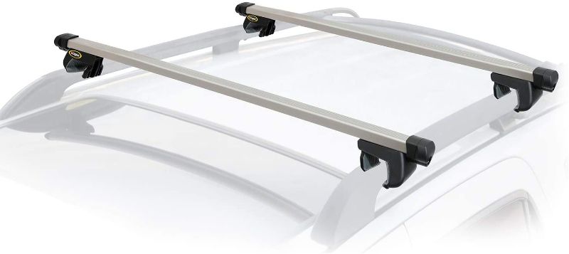 Photo 1 of *SEE last picture for damage* 
CargoLoc 2-Piece 60" Universal Collapsible Aluminum Roof Top Cross Bar Set – Fits Maximum 55” Span Across Existing Raised Side Rails with Gap – Features Keyed Locking Mechanism
