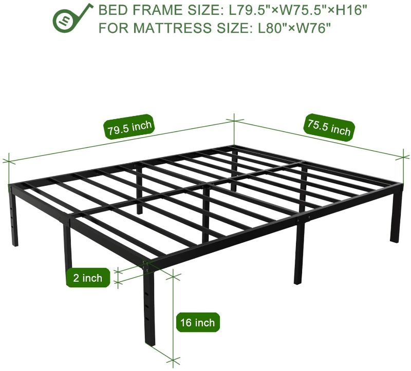 Photo 1 of AROMUSTIME 16 Inch Metal Platform Bed Frame/Easy Assembly Mattress Foundation/Heavy Duty Steel Slat/Noise Free/Box Spring Replacement, KING
