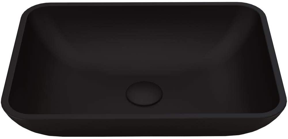 Photo 1 of *MISSING pop up drain and mounting ring* 
VIGO Matte Shell Sottile Glass Rectangular Vessel Bathroom Sink in Black, 18.125 × 13 × 4.125