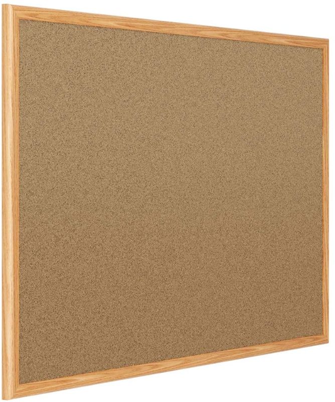 Photo 1 of Mead Corkboard, Framed Bulletin Board, 4' x 3', Cork Board, Oak Finish Frame (85367)
