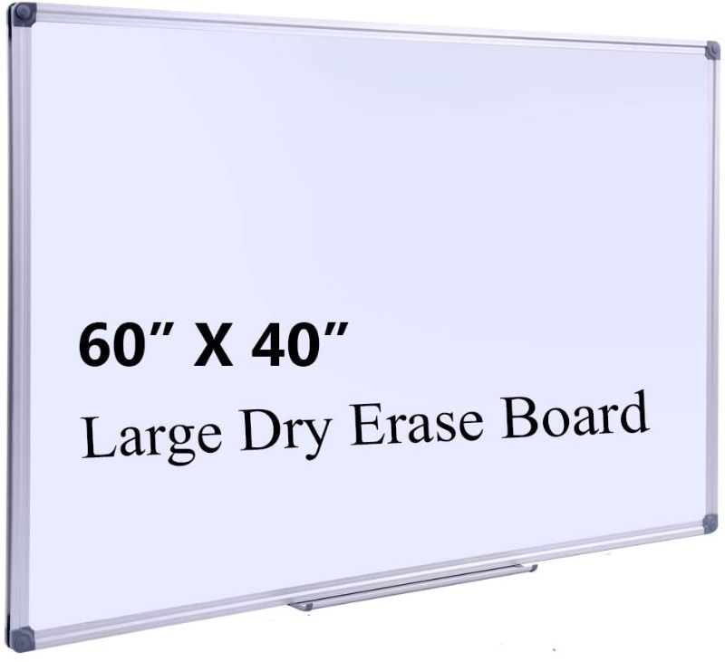 Photo 1 of DexBoard Large 60 x 40-in Magnetic Dry Erase Board with Pen Tray| Wall-Mounted Aluminum Message Presentation Memo White Board for Office Home and School, 60" x 40"
