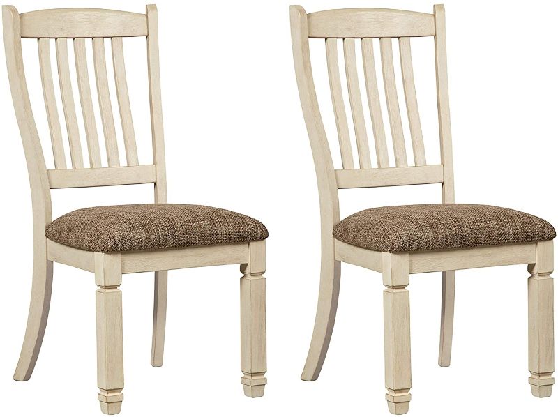 Photo 1 of Signature Design by Ashley Bolanburg Upholstered Dining Room Chair Set of 2, Antique White
