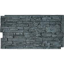 Photo 1 of 48"W x 24"H x 1 1/4"D Canyon Ridge Stacked Stone, StoneWall Faux Stone Siding Panel, Slate Gray
