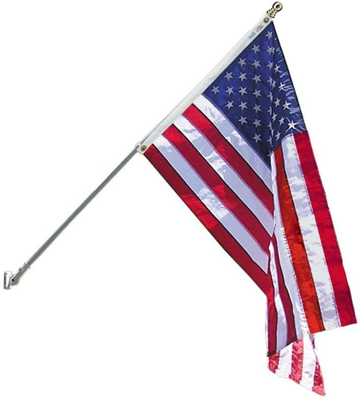 Photo 1 of Annin Flagmakers Model 238 American Flagpole Kit 6ft 2 Section White Spinning Pole That Rotates 360 Degrees with US Flag, 3x5 ft
