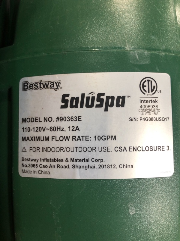 Photo 3 of BESTWAY Saluspa 90363E Inflatable Hot Tub Spa Pump

//PUMP ONLY NO HOT TUB