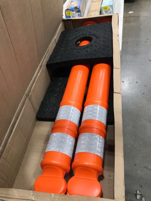 Photo 2 of Cortina EZ Grab Delineator 45" Post, 3" Hip Collars with 10 lb Base, 03-747RBC-2, Orange, 2 Pack
