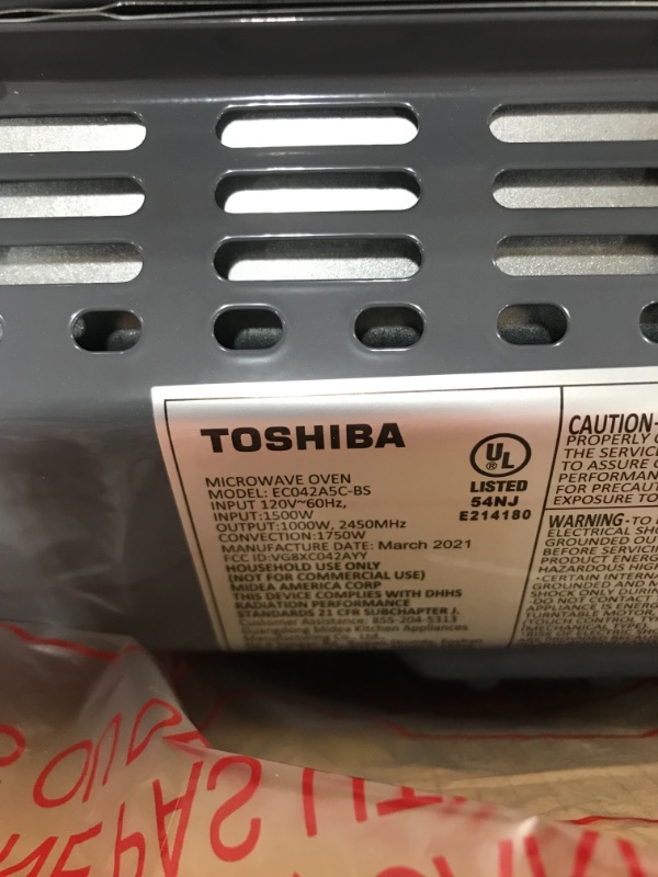 Photo 3 of Toshiba EC042A5C-BS Countertop Microwave Oven with Convection, Smart Sensor, Sound On/Off Function and LCD Display, 1.5 Cu Ft, Black Stainless Steel

