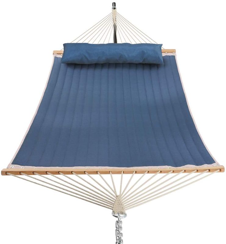 Photo 1 of (stock photo for reference only not exact product (different color))
Patio Watcher 11 Feet Quilted Fabric Hammock with Pillow Double 2 Person Hammock with Bamboo Spreader Bars, Perfect for Outdoor Outside Patio Yard Beach, 