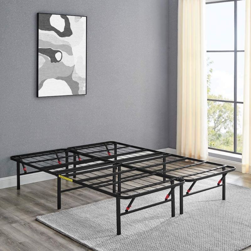 Photo 1 of Amazon Basics Foldable, 14" Black Metal Platform Bed Frame with Tool-Free Assembly, No Box Spring Needed - Queen size queen 