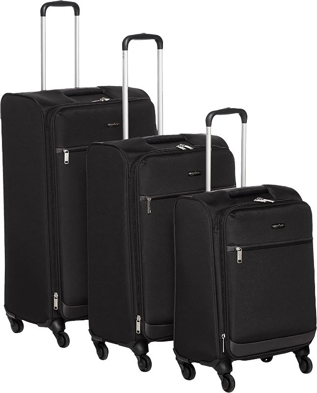 Photo 1 of Amazon Basics 3 Piece Softside Carry-On Spinner Luggage Suitcase Set - Black