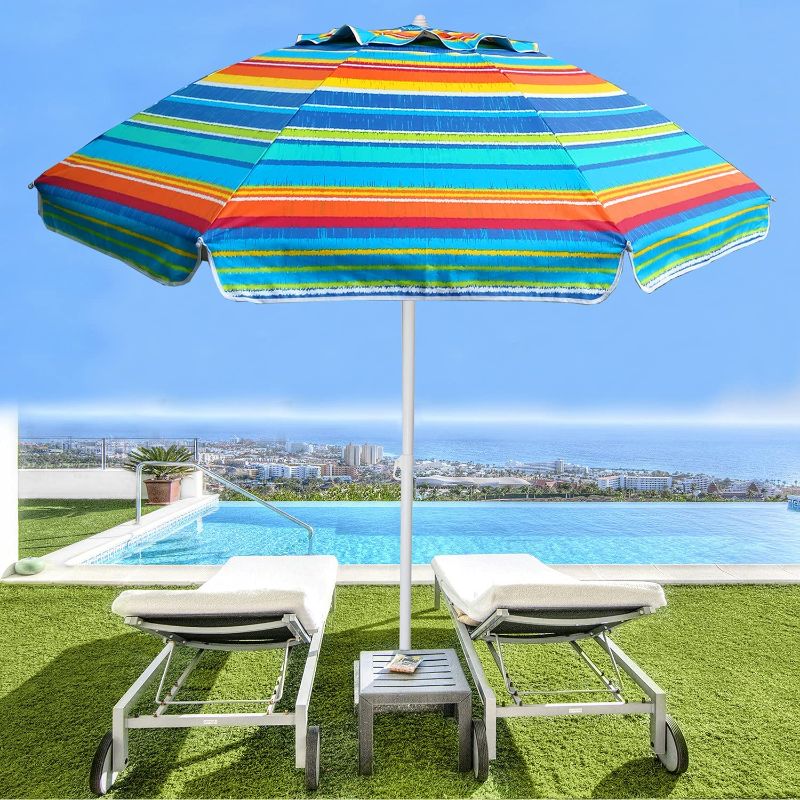 Photo 1 of AMMSUN 6.5 ft Outdoor Patio Beach Umbrella Sun Shelter UV 50+ Protection with Tilt Air Vent Carry Bag for Patio Garden Beach Pool Backyard Multicolor Red