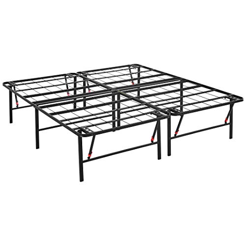 Photo 1 of Amazon Basics Foldable, 18" Black Metal Platform Bed Frame with Tool-Free Assembly, No Box Spring Needed - King