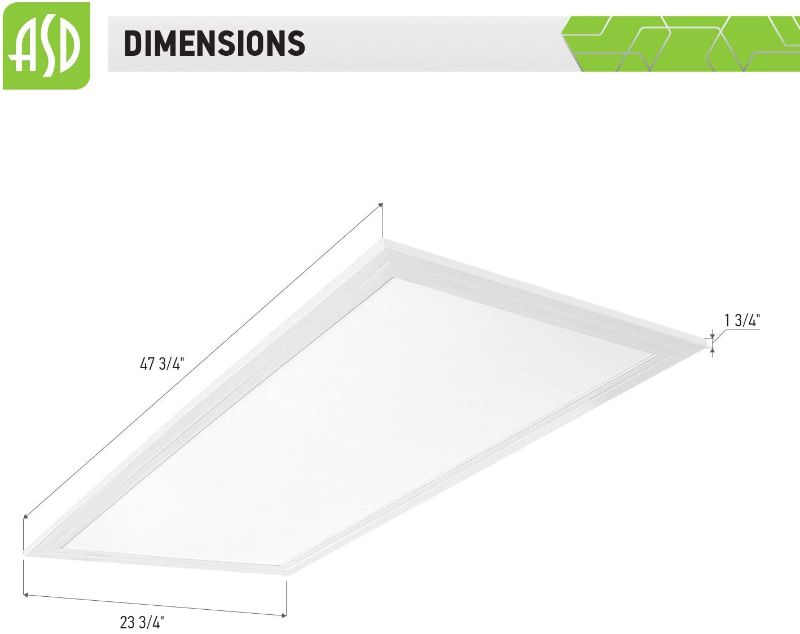 Photo 1 of ASD 2x4 LED Flat Panel Light 5000K (Daylight) 40W=100W Equivalent - 0-10V Dimmable 4677 Lm Edge Lit LED Panel 120-277V Drop Ceiling Light Fixture Indoor Commercial - cULus Listed DLC Certified, 2 Pack
