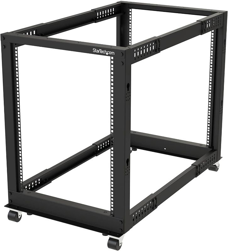 Photo 1 of StarTech.com 15U 19" Open Frame Server Rack - 4 Post Adjustable Depth 22-40" Mobile - Free Standing Rolling Network/Computer Equipment Data Rack - Dell PowerEdge HP ProLiant ThinkServer (4POSTRACK15U)