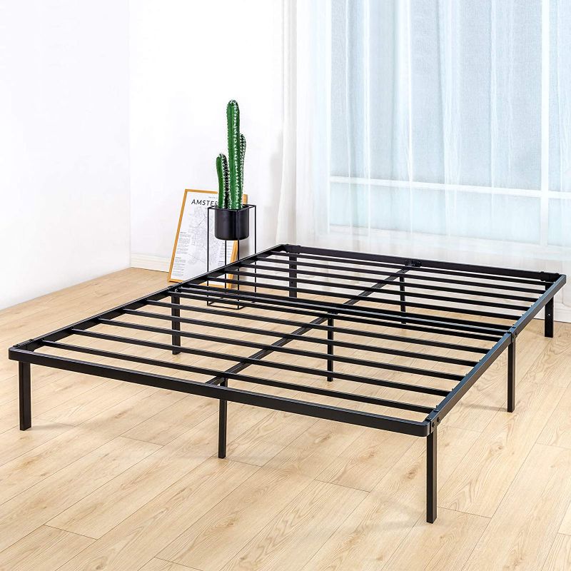 Photo 1 of  Double Metal Platform Bed Frame, Easy Assembly Mattress Foundation, No Box Spring Needed, No Noise, Non-Slip Design - Queen Size
