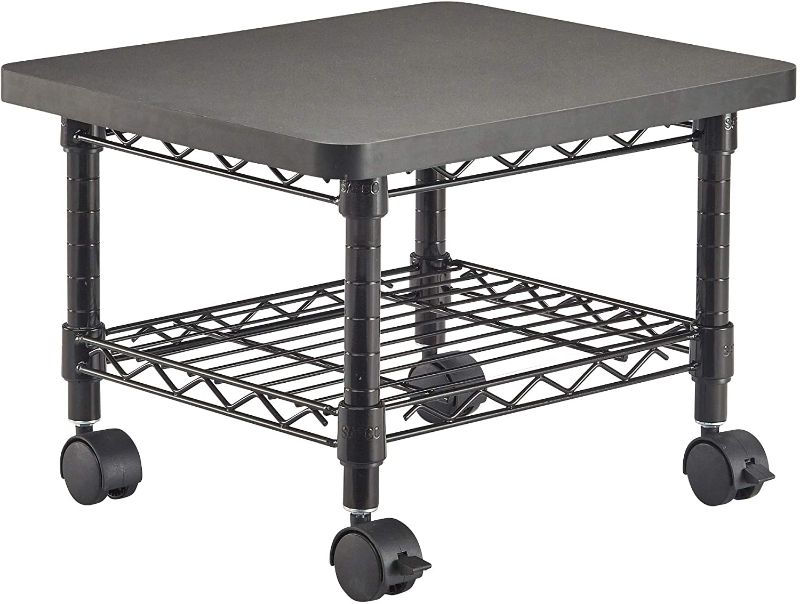 Photo 1 of Safco Products Under Desk Printer/Fax Stand , Black Powder Coat Finish, Swivel Wheels for Mobility
